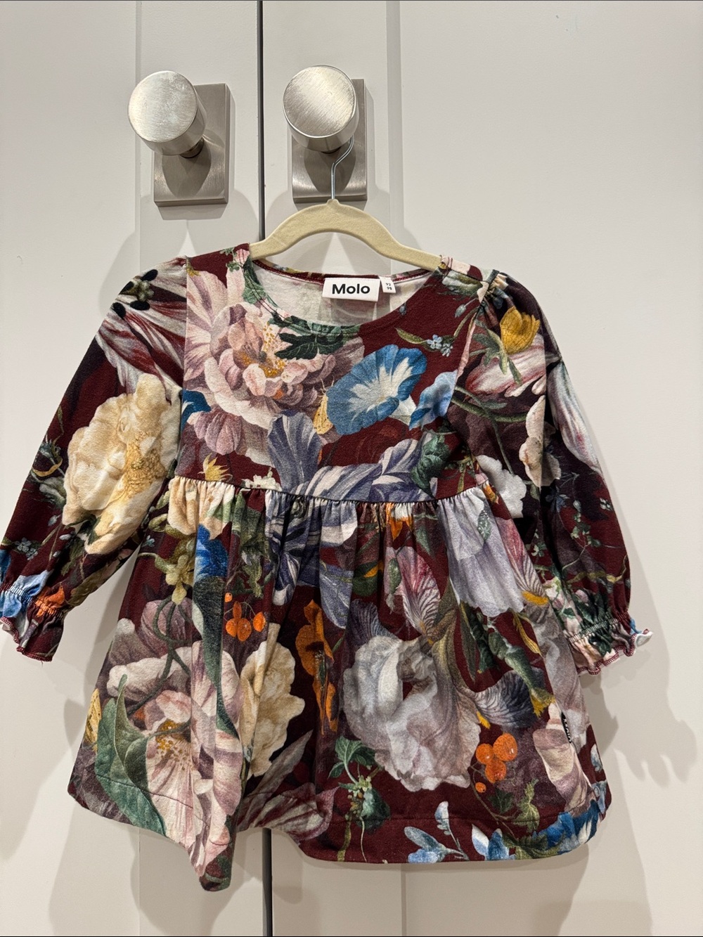 Molo Burgundy Floral Long-Sleeve Dress Top